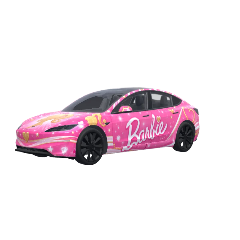 Barbie Pink & Gold · Model 3 (2024+) Performance wrap in 3D