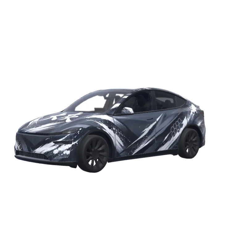 Stealth Grey with "大灰" Lettering · Model Y (2025+) Premium wrap in 3D