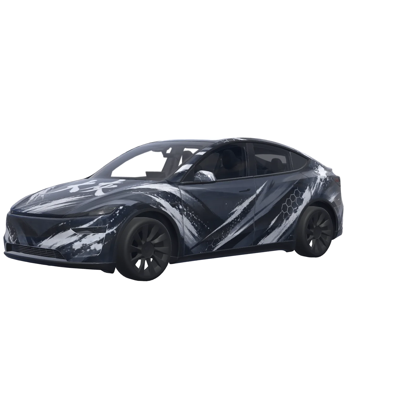 Stealth Grey with "大灰" Lettering · Model Y (2025+) Premium-wrap in 3D