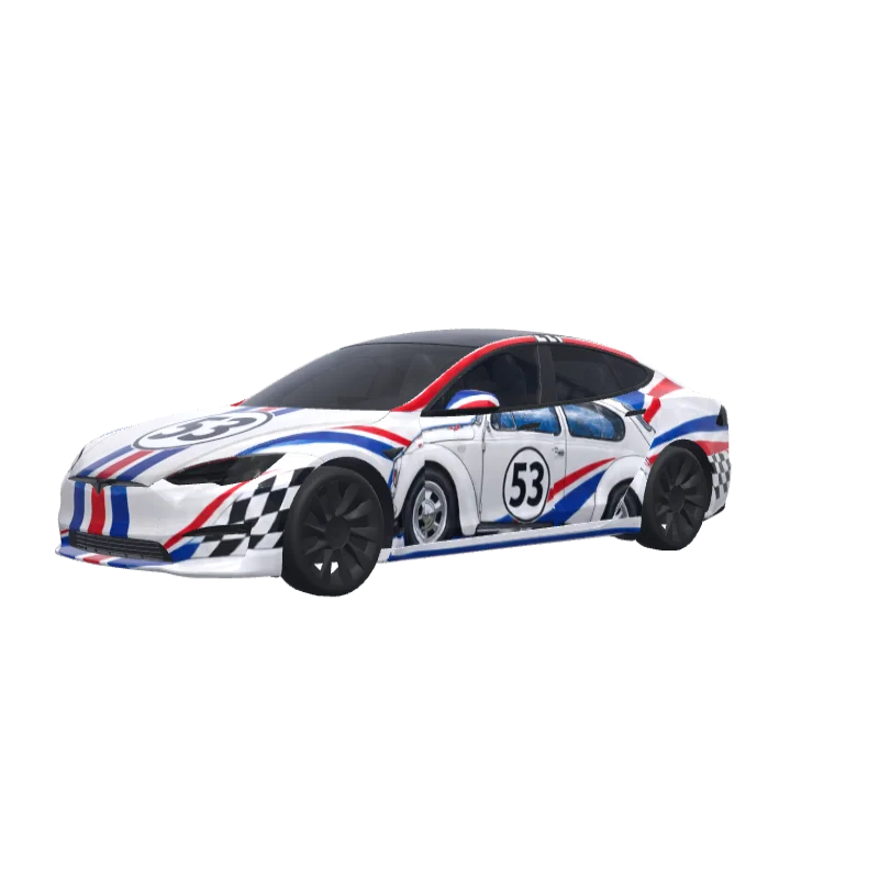 Herbie Number 53 · Model S 2021+ wrap in 3D