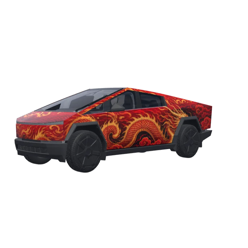 Chinese Dragon · Cybertruck wrap in 3D