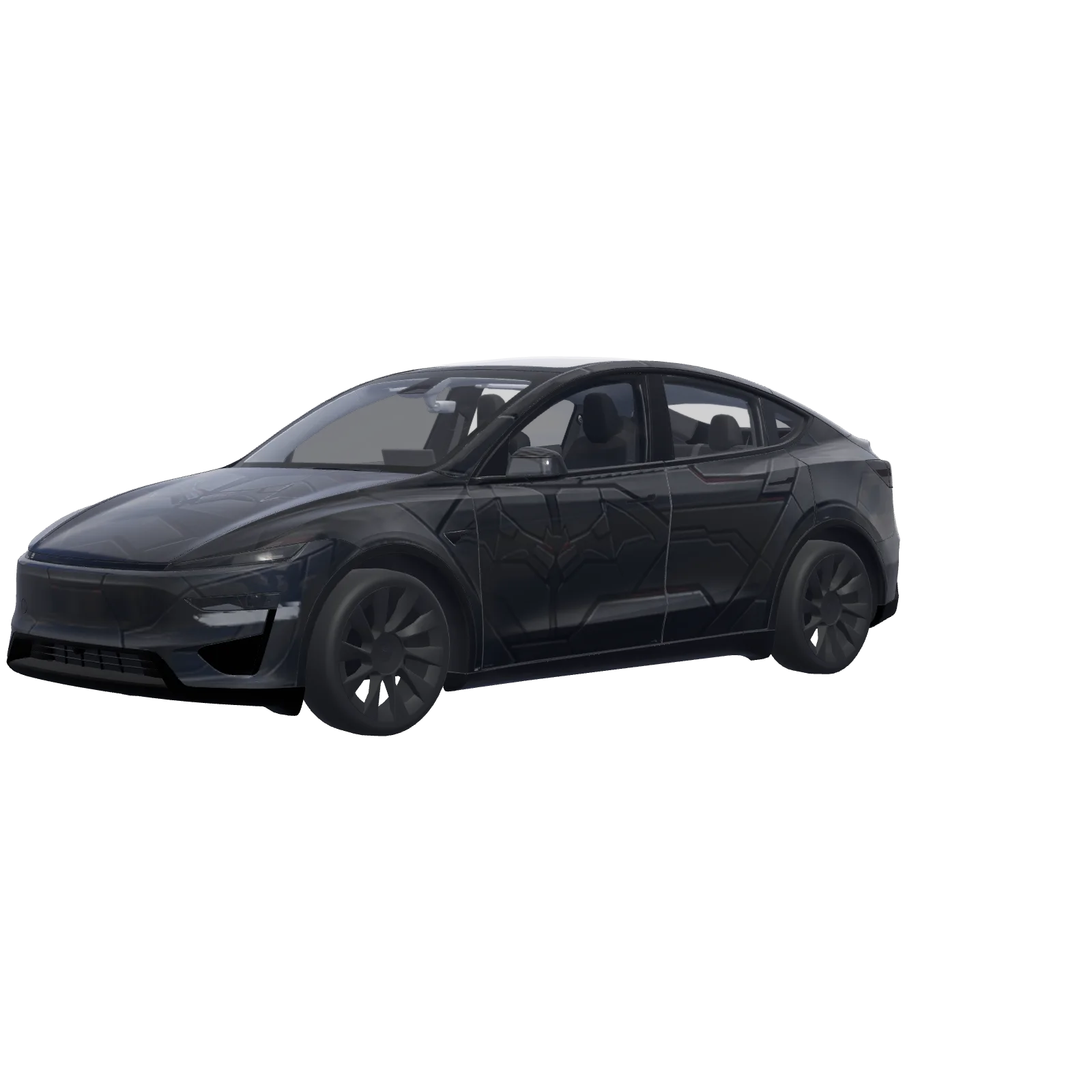 Matte Black Armored Batmobile · Model Y (2025+) Performance-Wrap in 3D