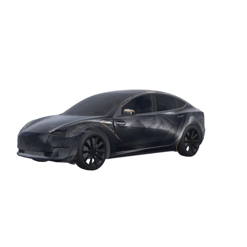 Matte Black Batmobile · Model 3 wrap in 3D