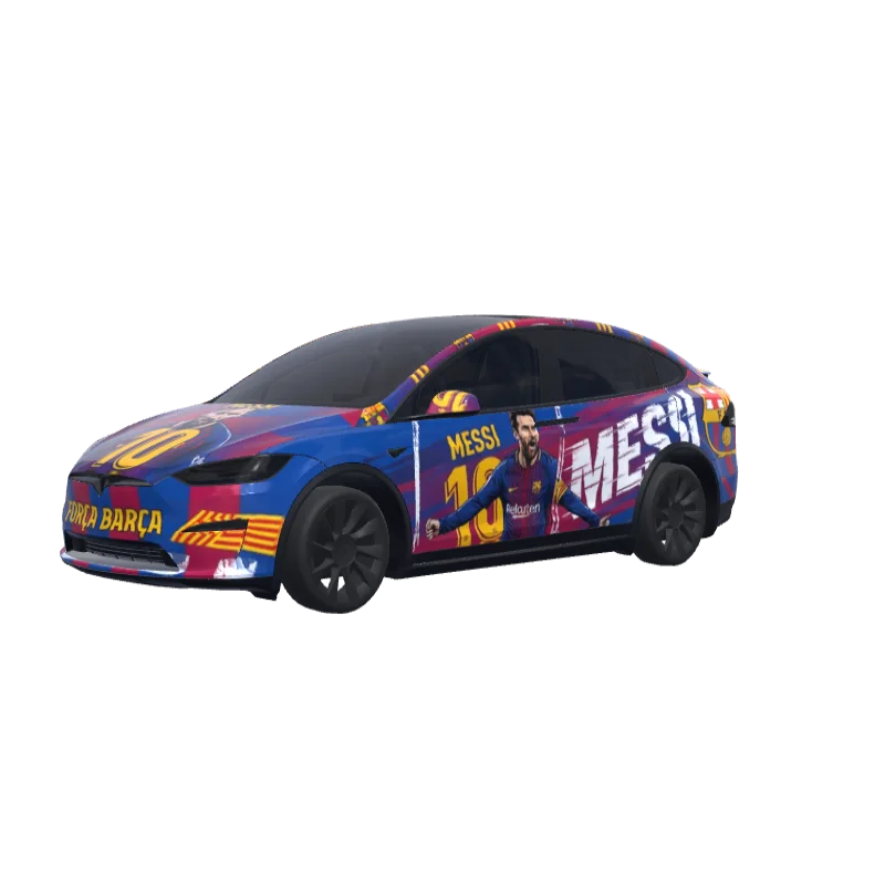 Barcelona & Messi 10 · Model X 2021+ wrap in 3D