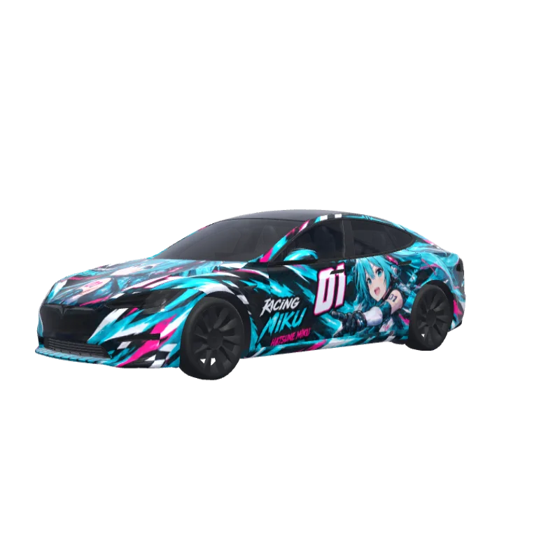 Racing Miku · Model S 2021+ wrap in 3D