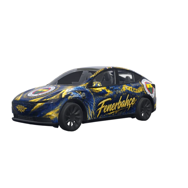 Fenerbahçe Navy & Gold · Model Y (2025+) Standard wrap in 3D