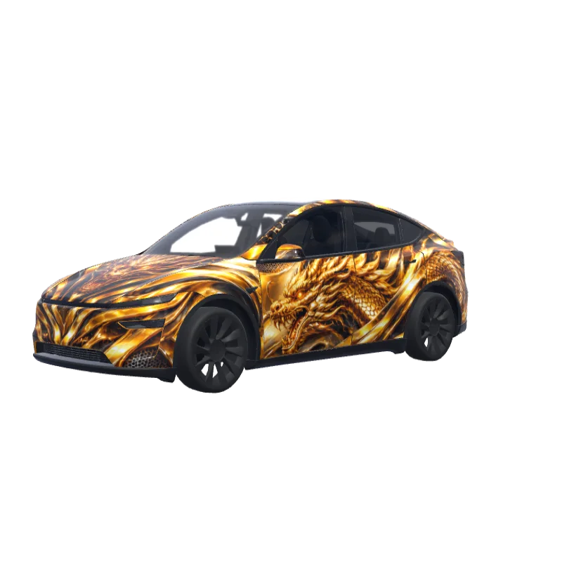 Gold Chrome Premium · Model Y (2025+) Premium wrap in 3D