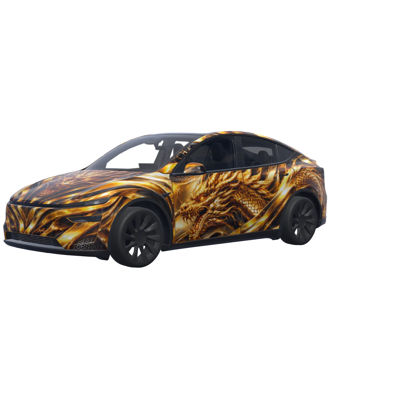 Gold Chrome Premium · Model Y (2025+) Premium-wrap i 3D