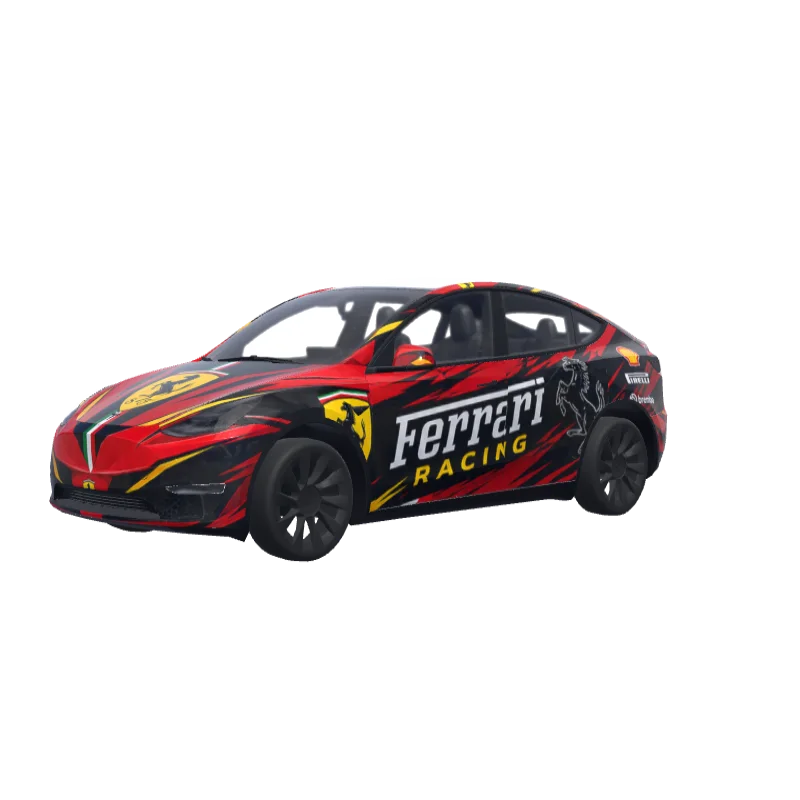 Ferrari Racing Logo Livery · Model Y wrap in 3D