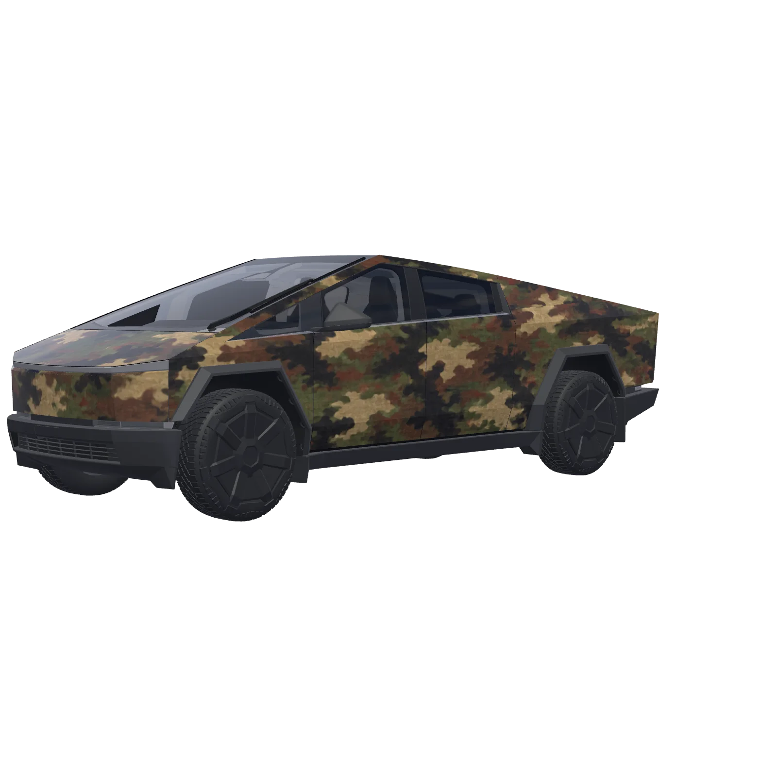 Woodland Camo Off-Roader · Cybertruck wrap in 3D