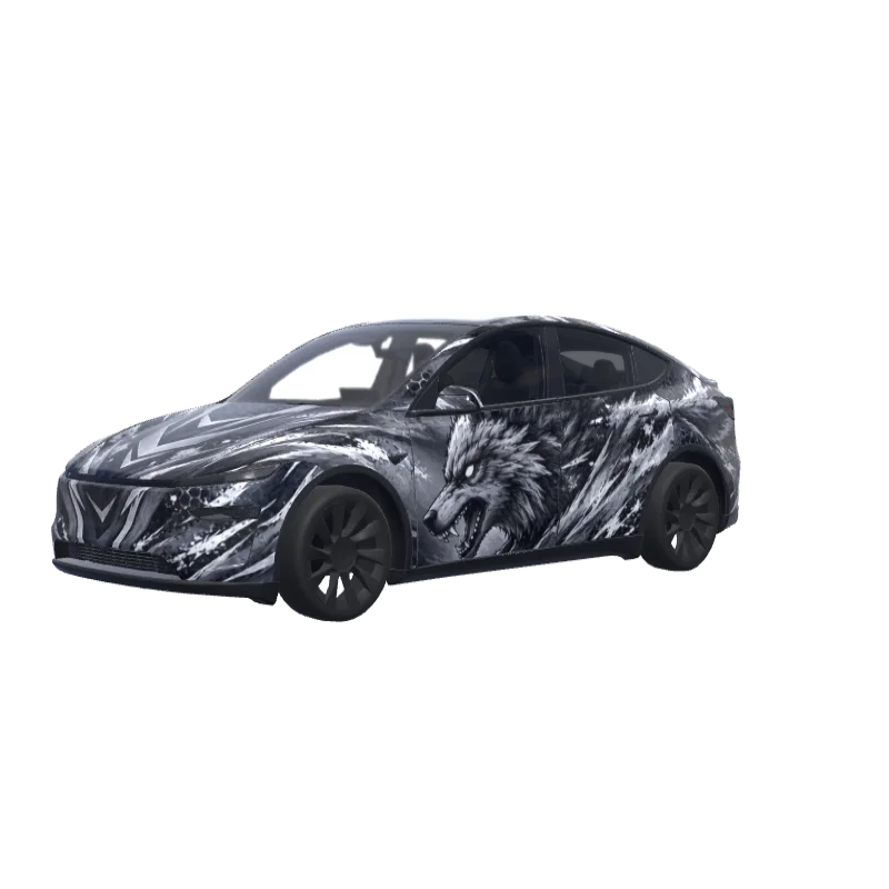 Stealth Grey Comic Style · Model Y (2025+) Premium wrap in 3D