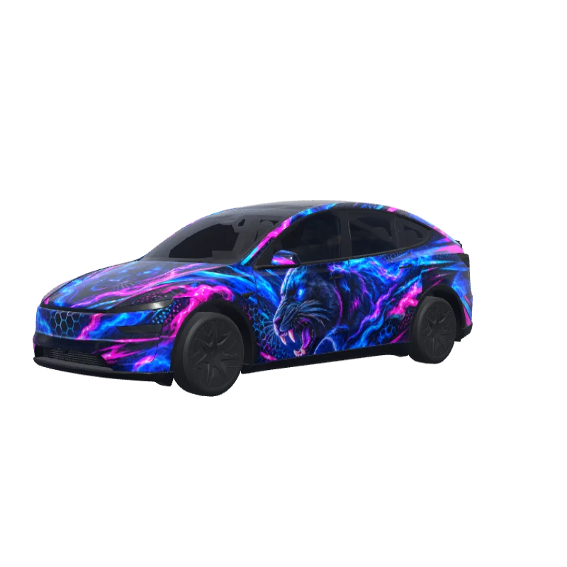 Neon Lightning Color Shift · Model Y L wrap in 3D