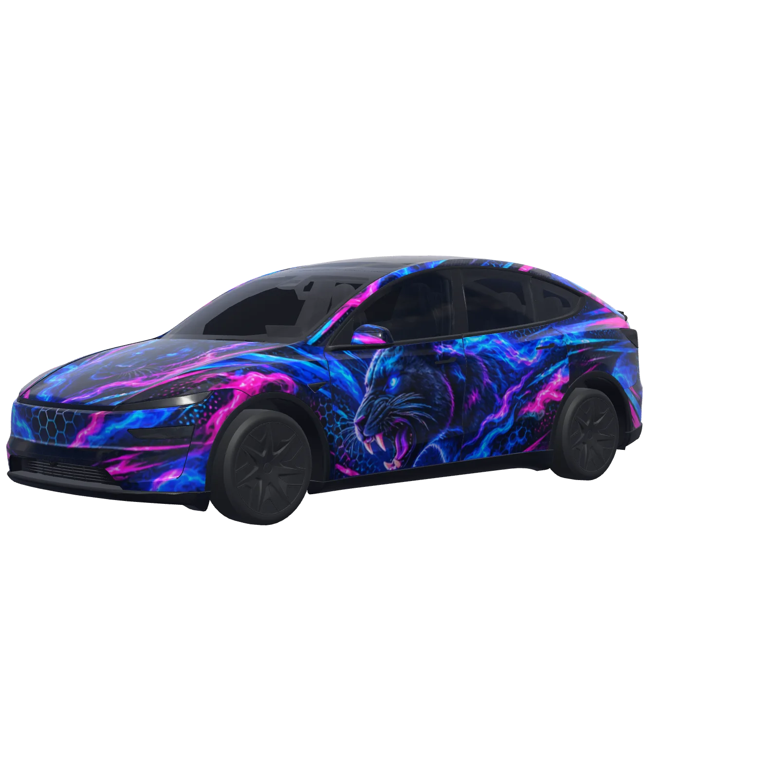 Neon Lightning Color Shift · Model Y L wrap in 3D