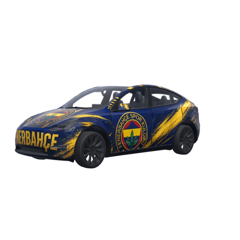 Fenerbahçe Glossy Navy · Model Y wrap in 3D