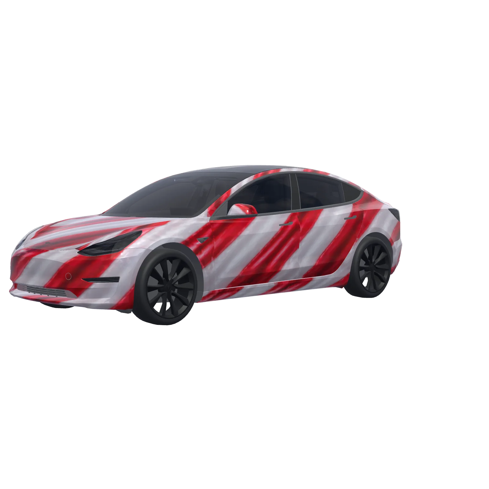 Peppermint Candy Cane Stripes · Model 3 wrap in 3D