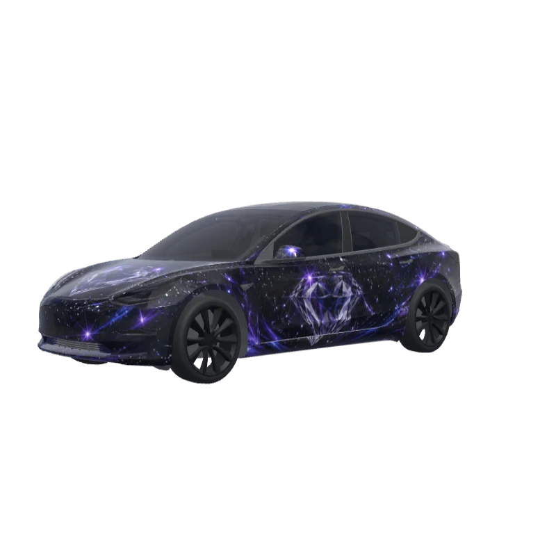 Diamond Black Glitter · Model 3 wrap in 3D