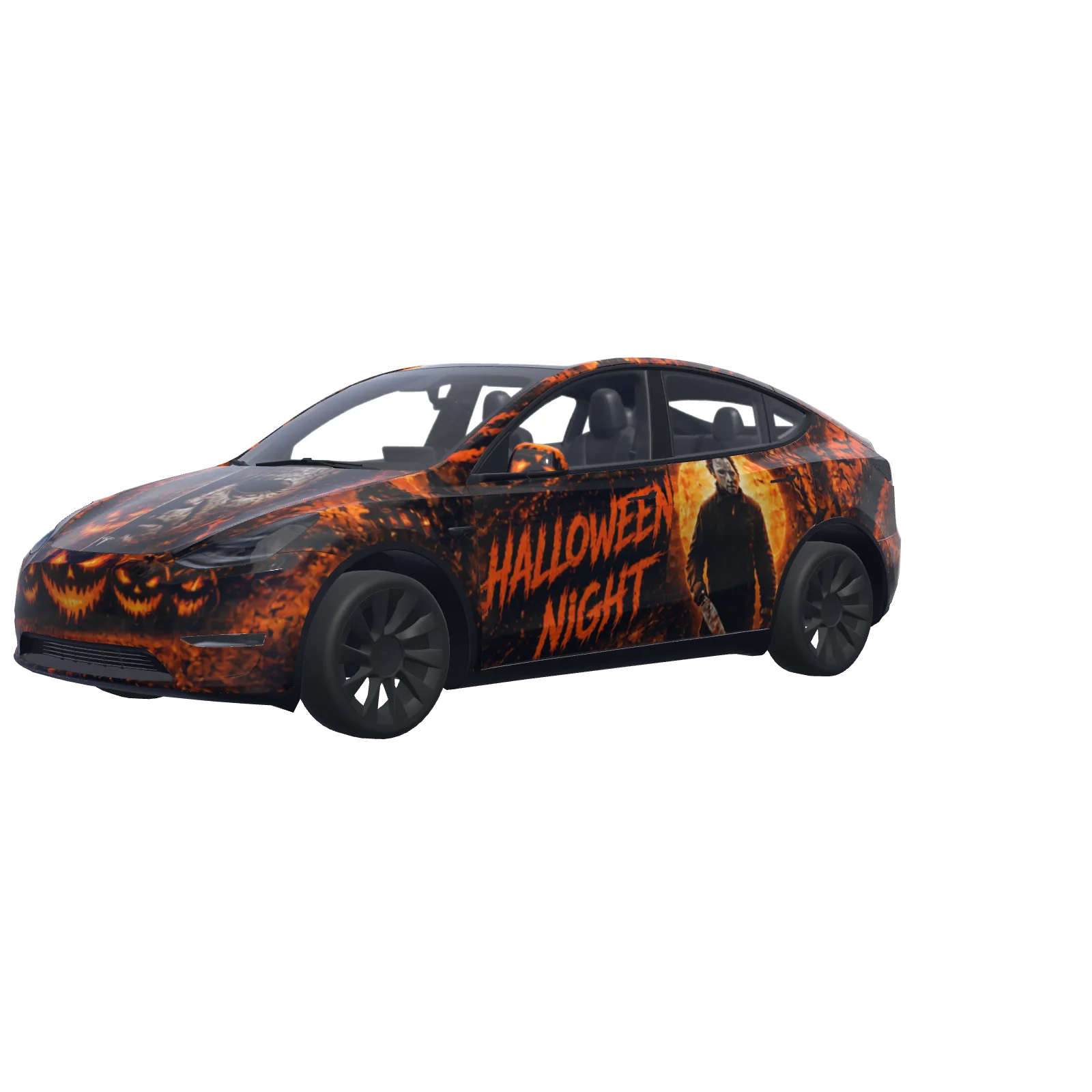 Halloween Night Horror Poster · Model Y wrap in 3D