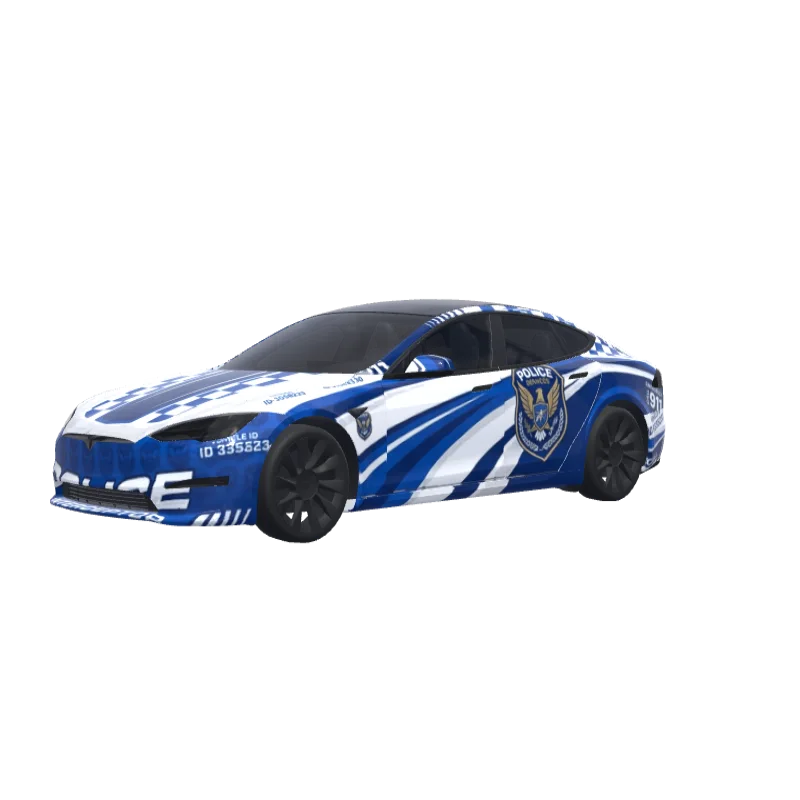 Blue Stripe Police Car · Model S 2021+ wrap in 3D