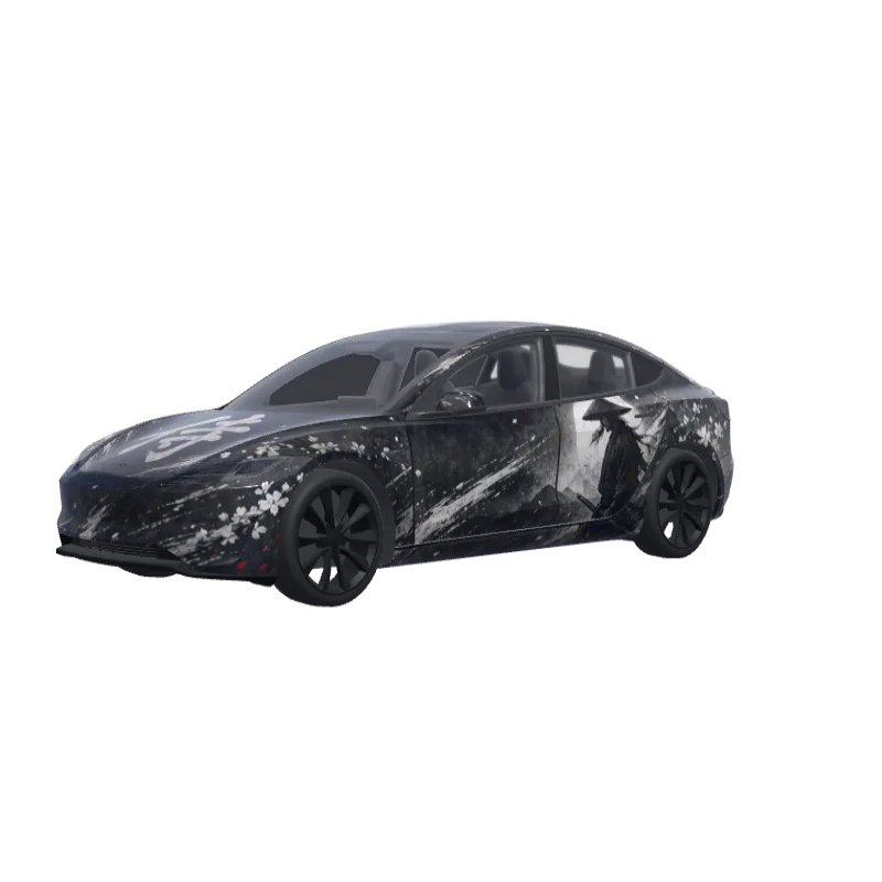 Stealth Black with White Accents · Model 3 (2024+) Performance wrap in 3D
