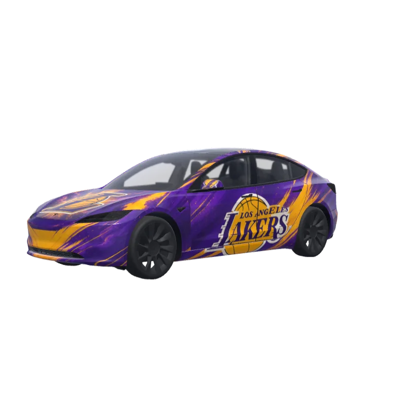 Lakers Purple & Gold · Model 3 (2024+) Standard & Premium wrap in 3D