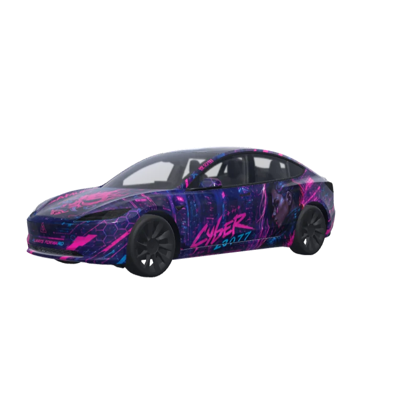 Cyberpunk 2077 Neon · Model 3 (2024+) Standard & Premium wrap in 3D