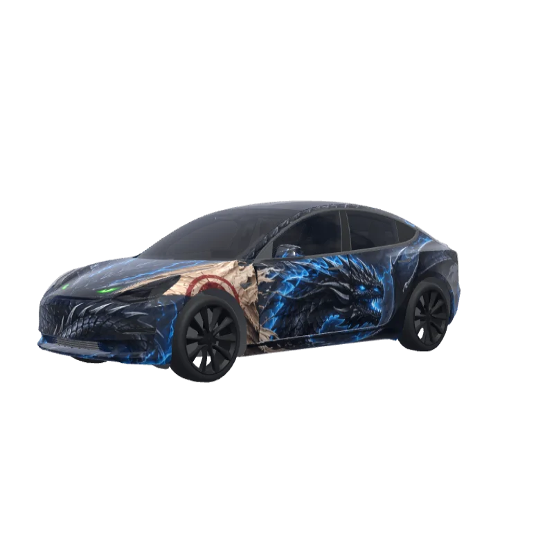 Black Scale Dragon with Neon 3D preview