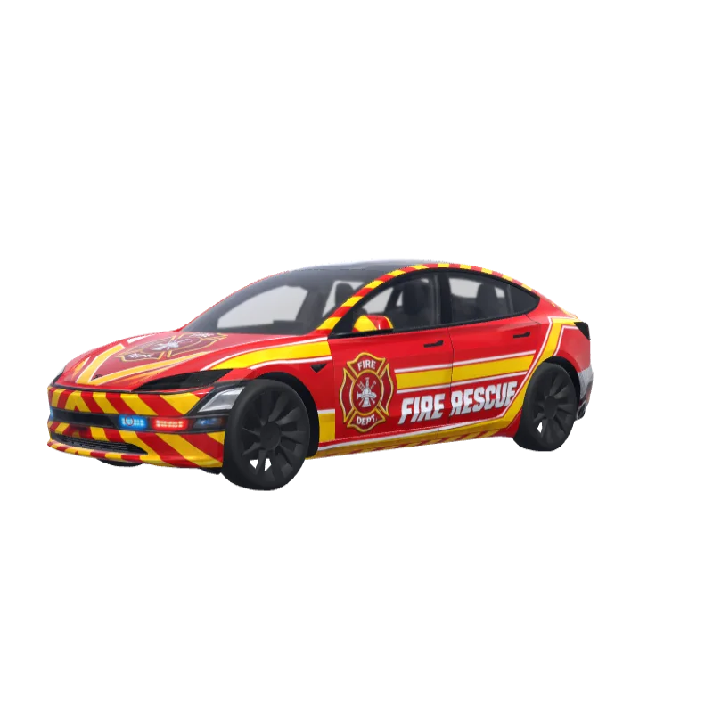 Red Fire Truck Livery · Model 3 (2024+) Standard & Premium wrap in 3D