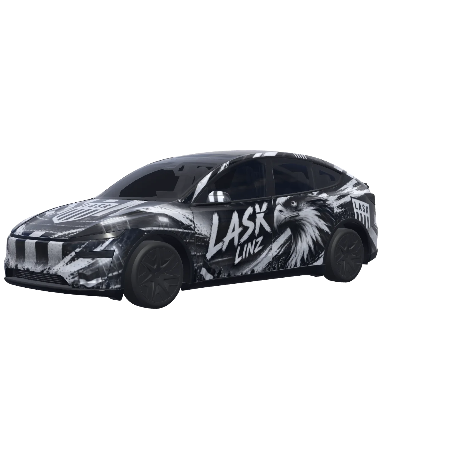 LASK Linz Black & White · Model Y L wrap in 3D