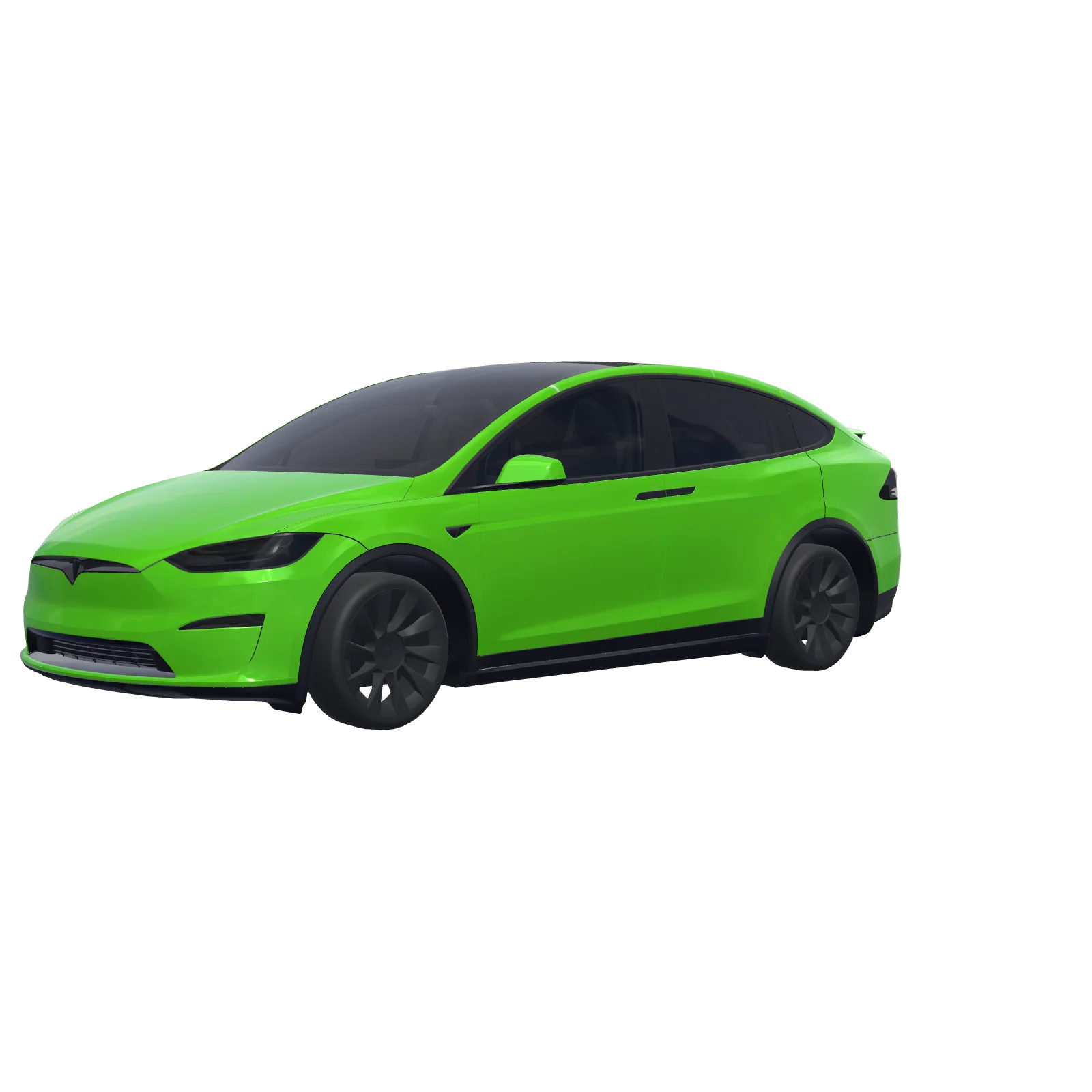 Lime Green · Model X 2021+ wrap in 3D