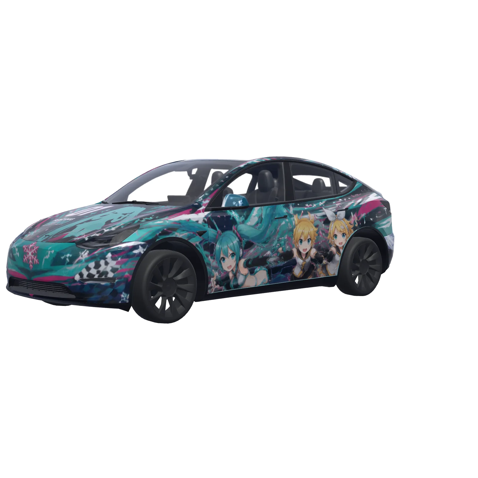 Hatsune Miku & Kagamine Itasha · vinilo de Model Y en 3D