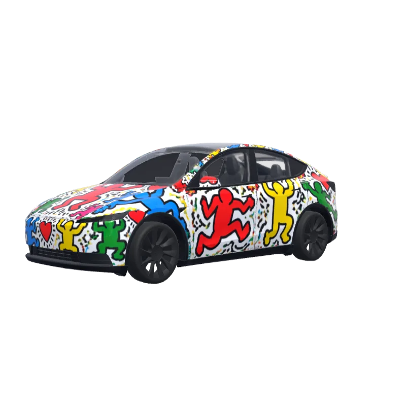 Keith Haring Dancing Figures · Model Y (2025+) Standard wrap in 3D