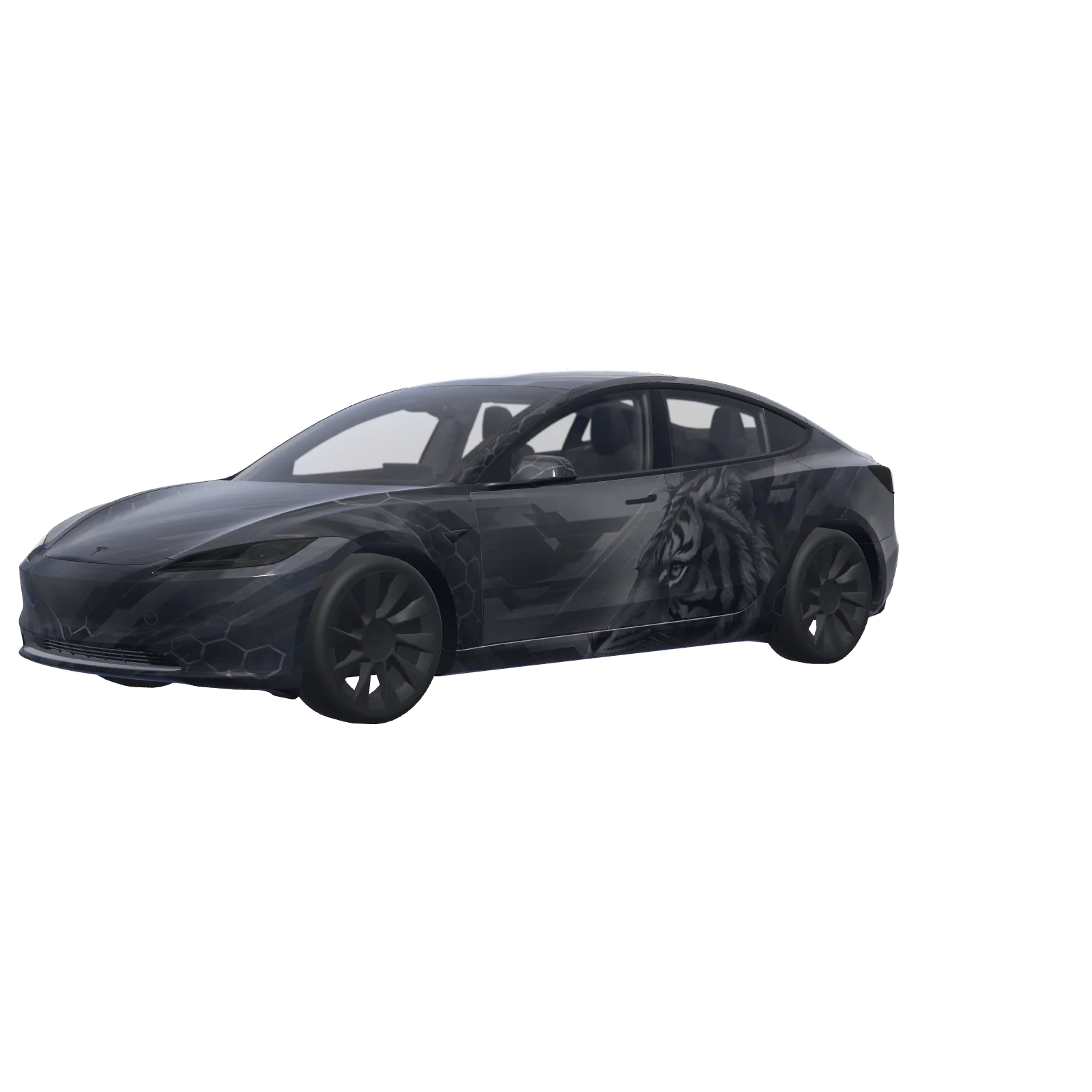 Stealth Grey Satin Frost · Model 3 (2024+) Standard & Premium-Wrap in 3D