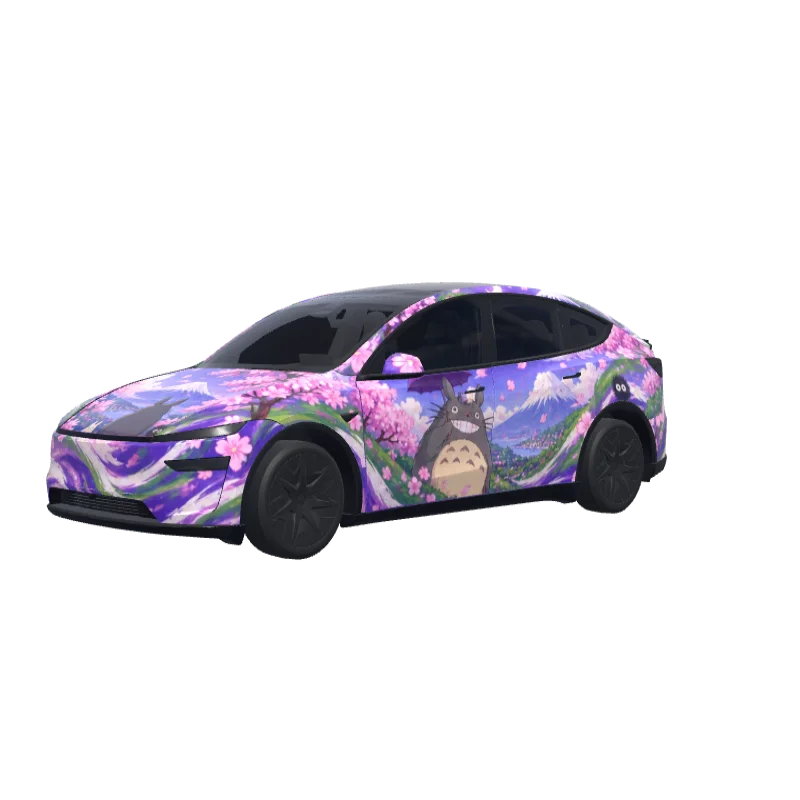 Ghibli Cherry Blossoms · Model Y L wrap in 3D