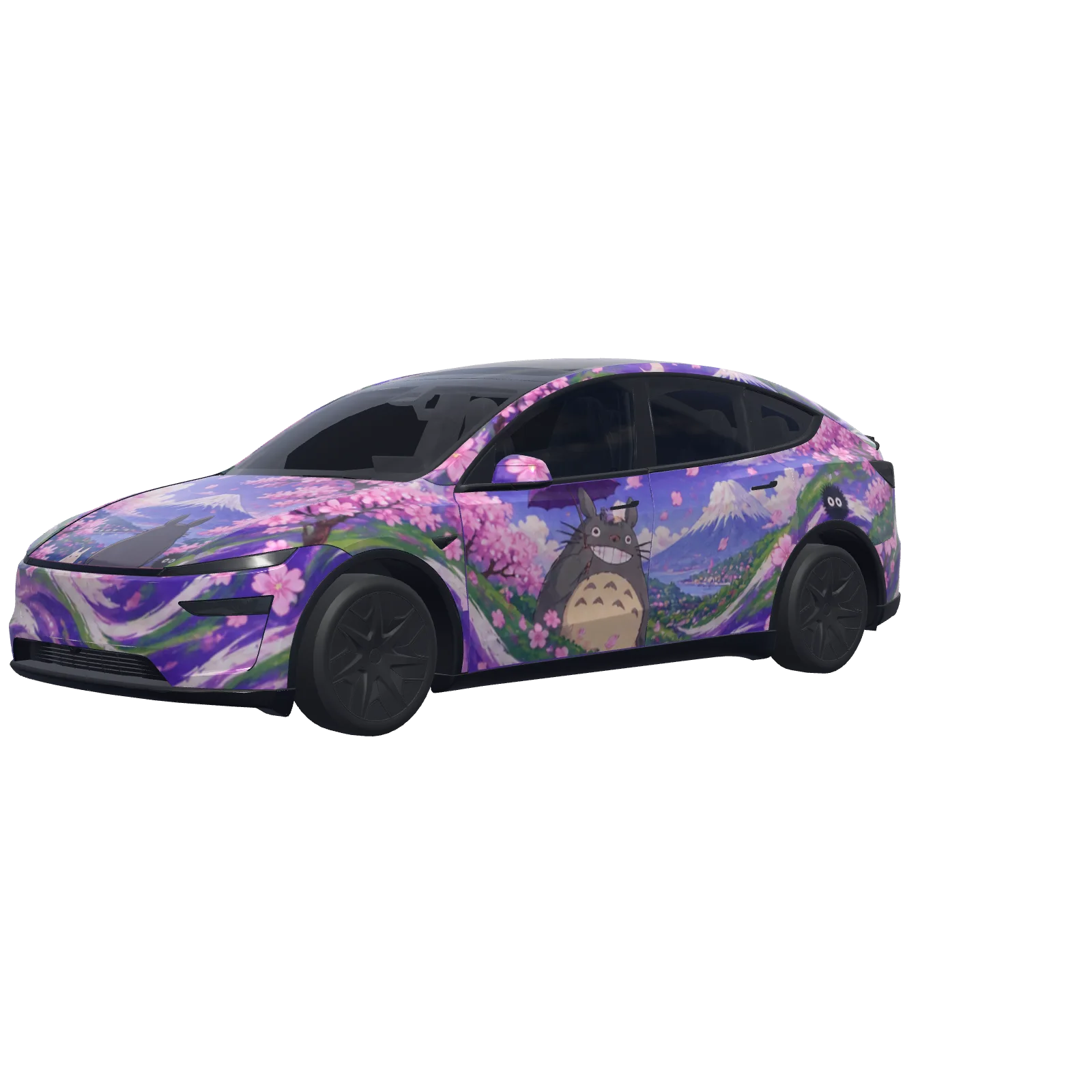 Ghibli Cherry Blossoms · Model Y L wrap in 3D