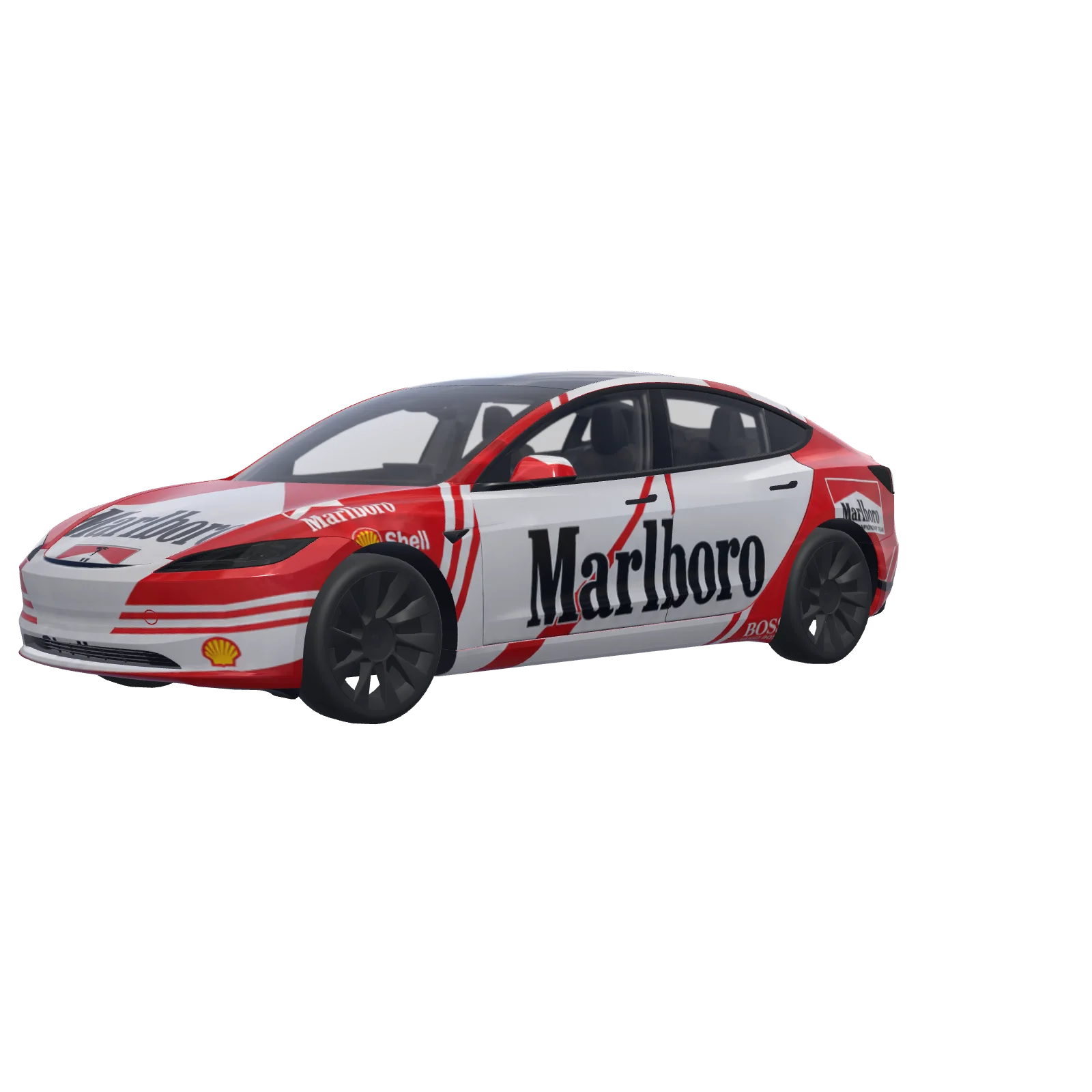 Vista previa 3D de Marlboro-Style Red Chevrons
