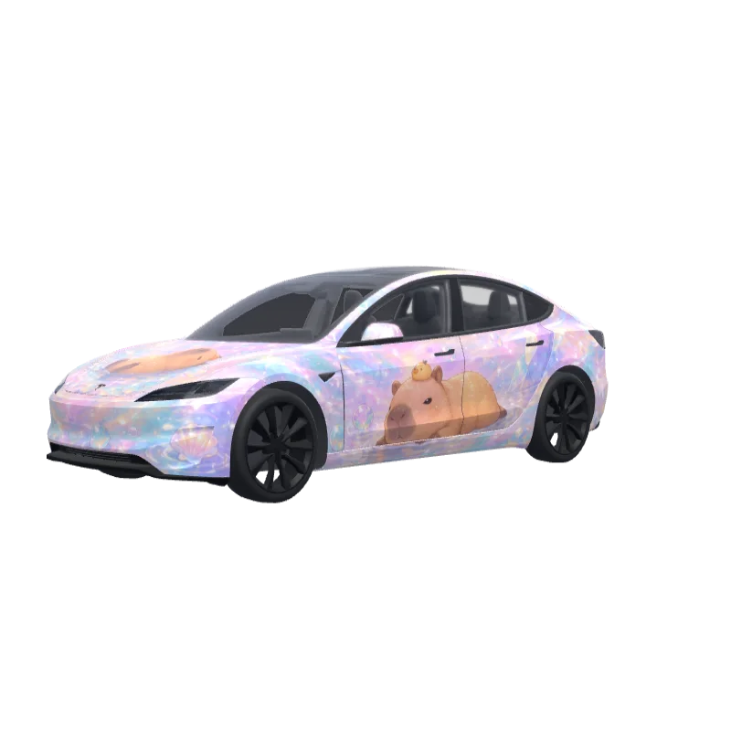Opal Holographic Capybaras · Model 3 (2024+) Performance wrap in 3D
