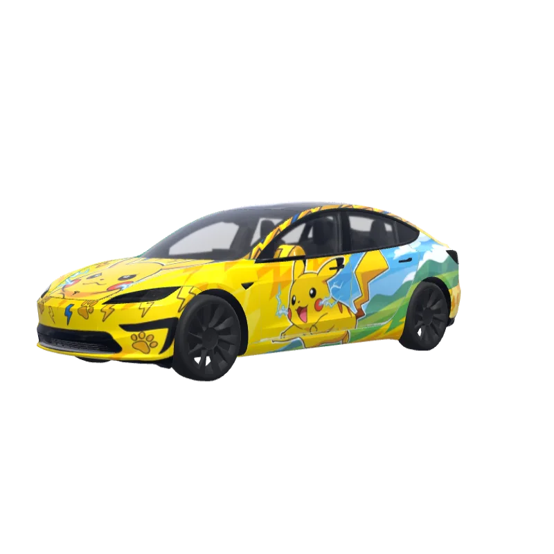 Pikachu Yellow · Model 3 (2024+) Standard & Premium wrap in 3D
