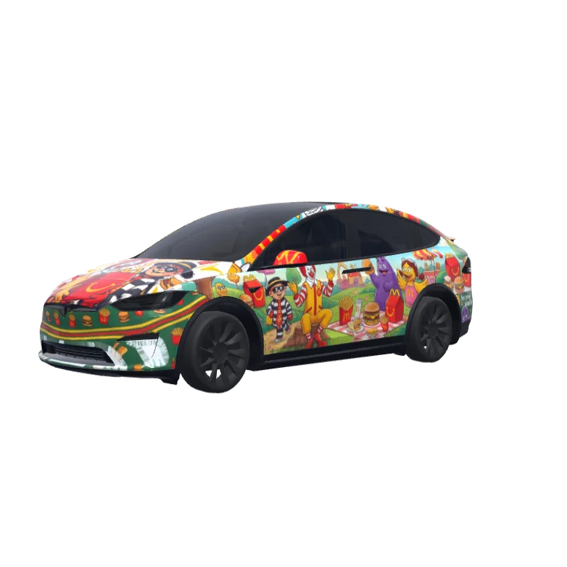 McDonald's-Inspired Red & Yellow · Model X 2021+ wrap in 3D