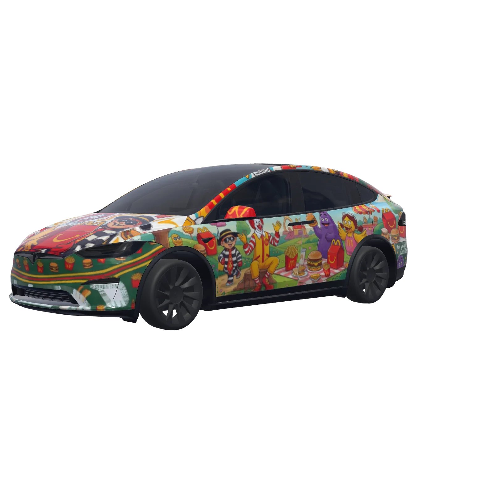 McDonald's-Inspired Red & Yellow · Model X 2021+ wrap in 3D