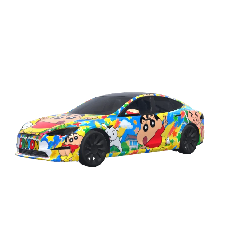 Crayon Shin-chan Color Pop · Model S 2021+ wrap in 3D