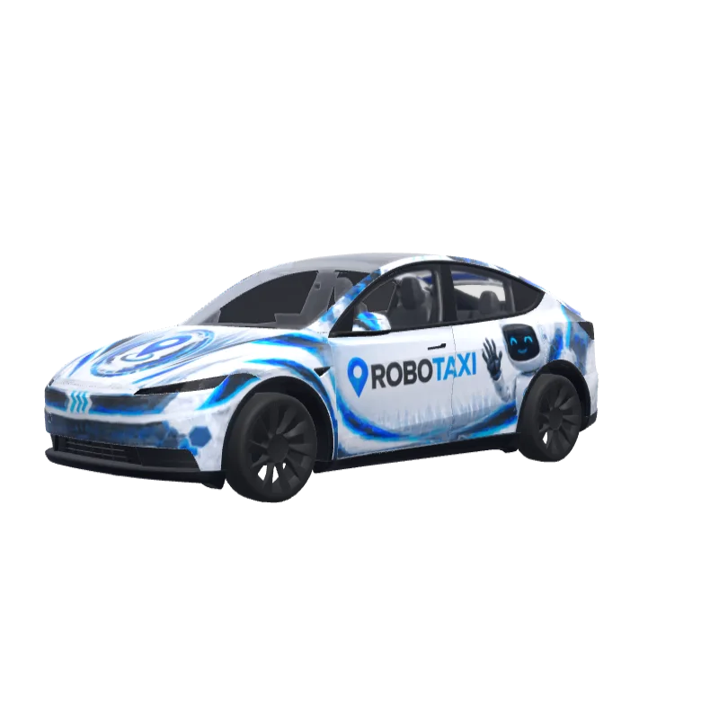 White Robotaxi · Model Y (2025+) Standard wrap in 3D