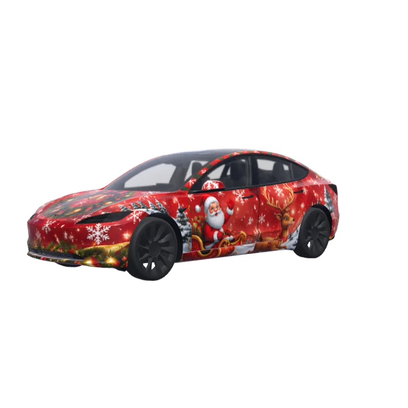 Christmas Reindeer & Santa · Model 3 (2024+) Standard & Premium wrap in 3D