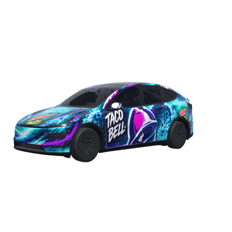 Taco Bell Baja Blast · Model Y L wrap in 3D