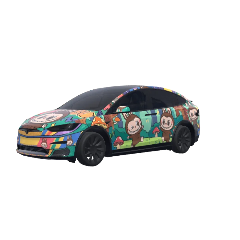 Labubu Theme · Model X 2021+ wrap in 3D