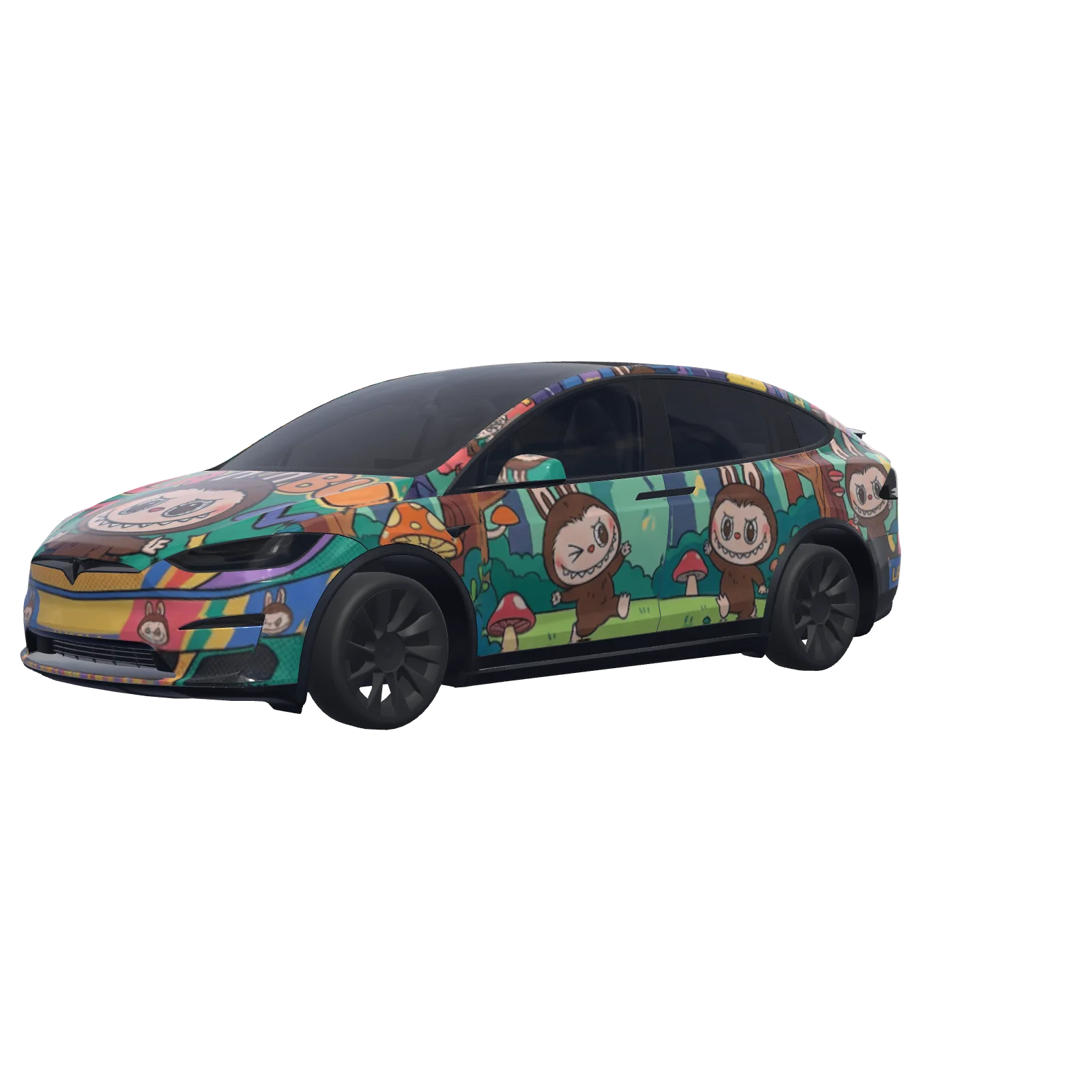 Labubu Theme · Model X 2021+ wrap in 3D