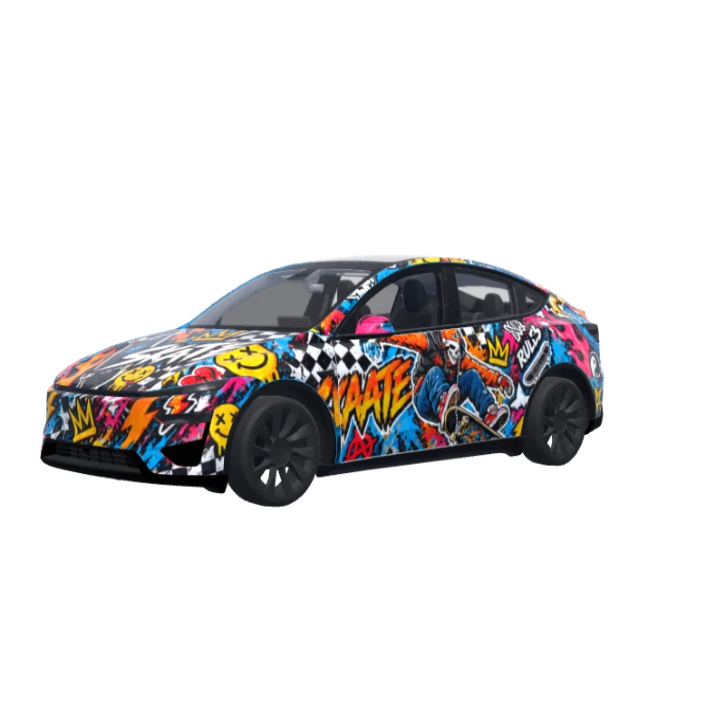 Skater Sticker Bomb · Model Y (2025+) Performance wrap in 3D