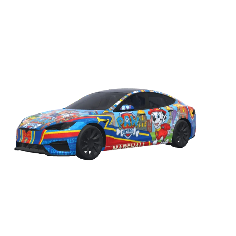 Paw Patrol Pups · Model S 2025+ Plaid wrap in 3D