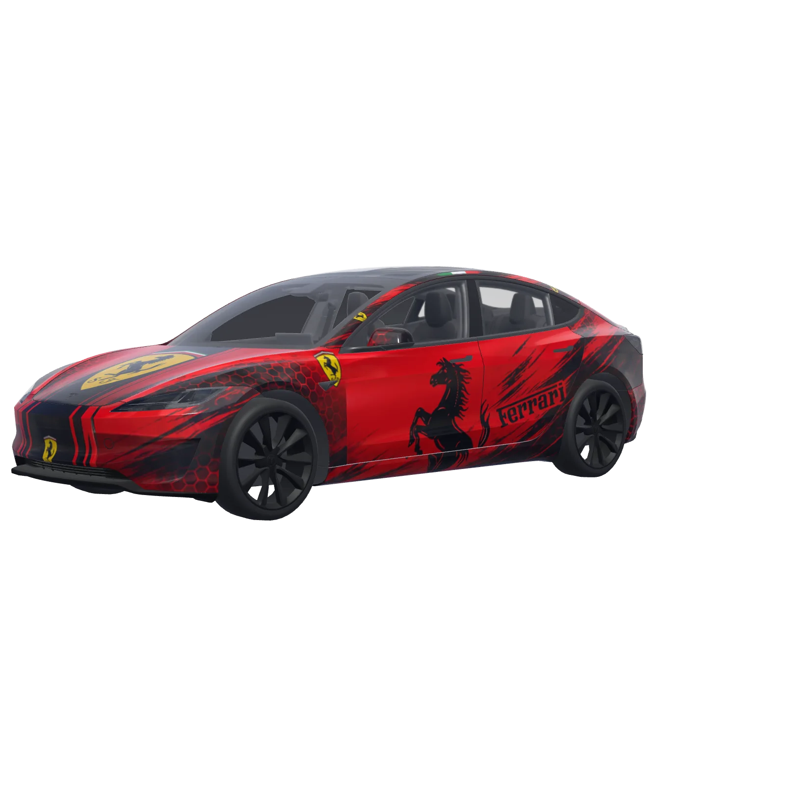 Ferrari-Inspired Red · wrap Model 3 (2024+) Performance in 3D