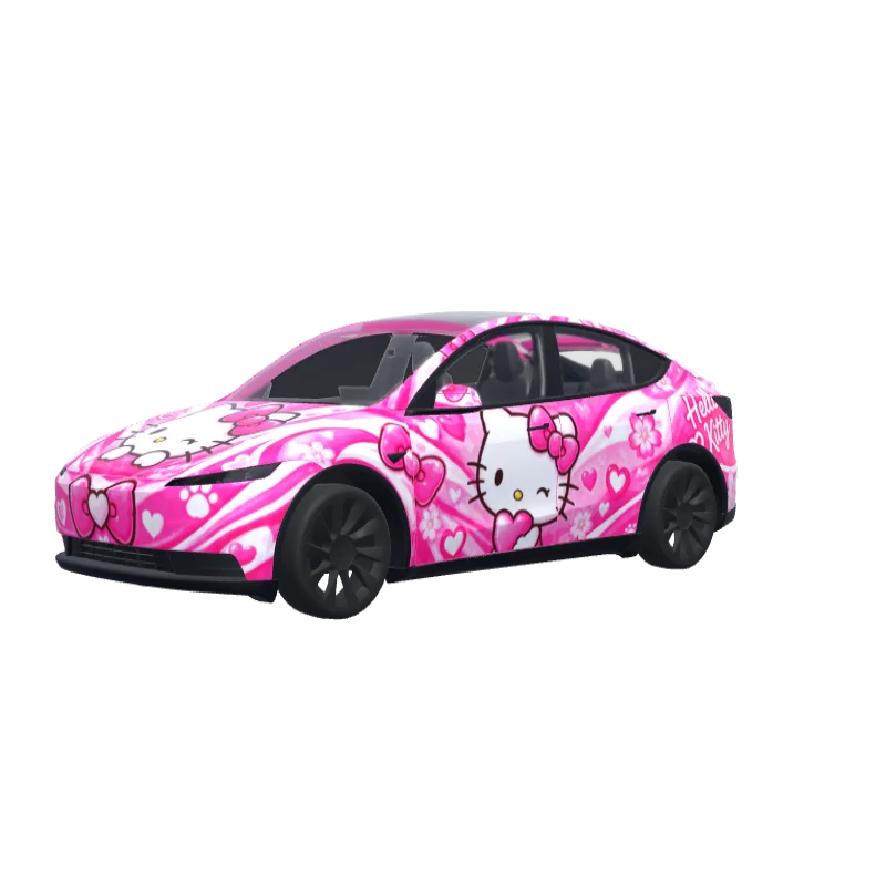 Pink Hello Kitty · Model Y (2025+) Standard wrap in 3D
