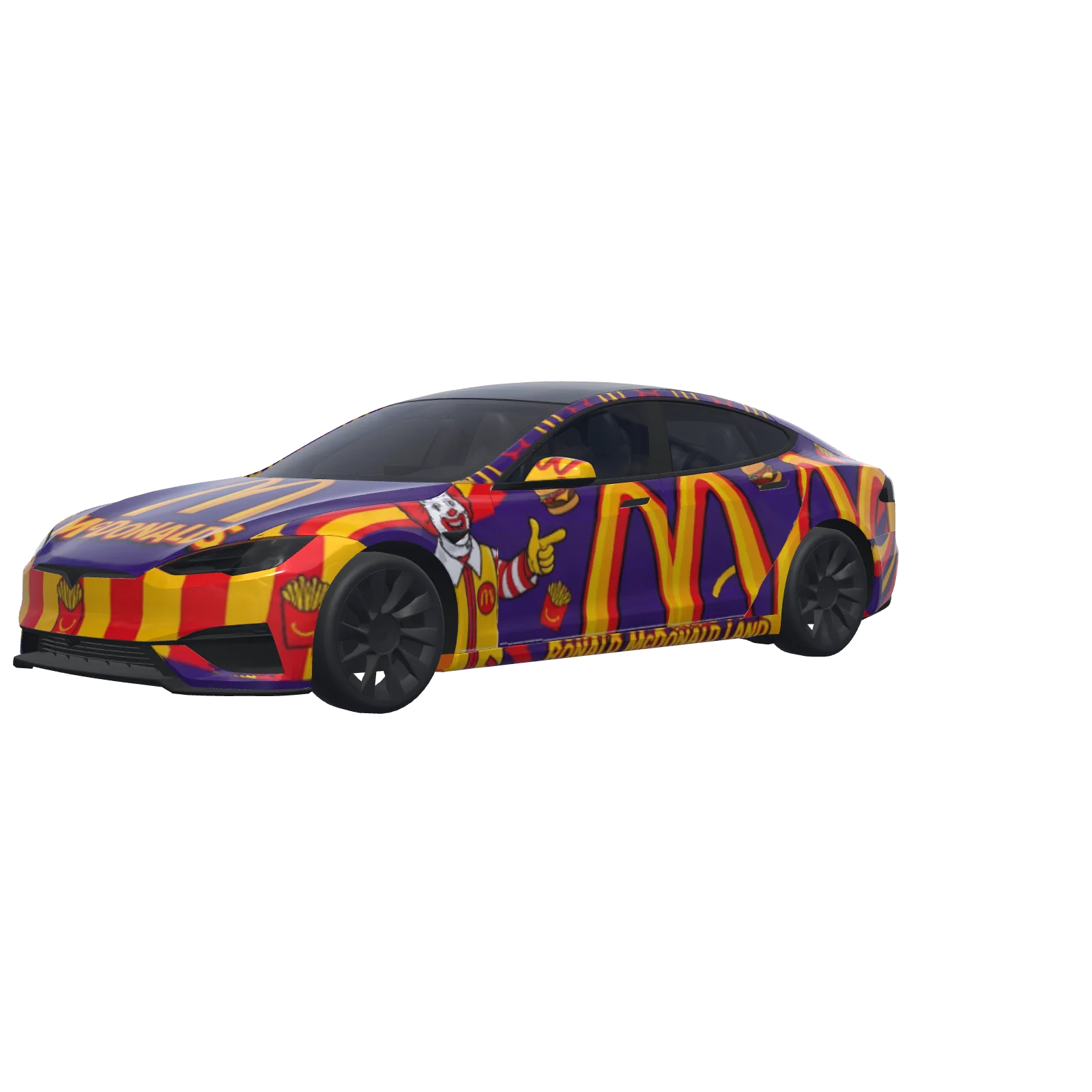 McDonald's with Ronald on Purple · Model S 2025+ Plaid 랩 3D 미리보기